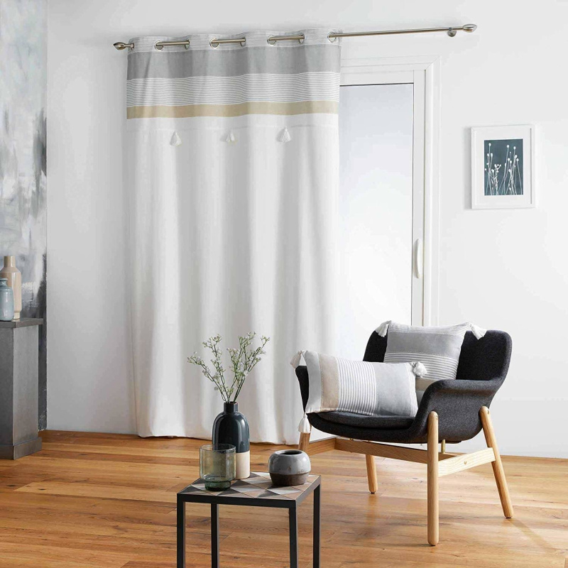 Douceur d'intérieur Okenní opona s třásněmi TASSEL 140 x 260 cm, bílá hladká bílá