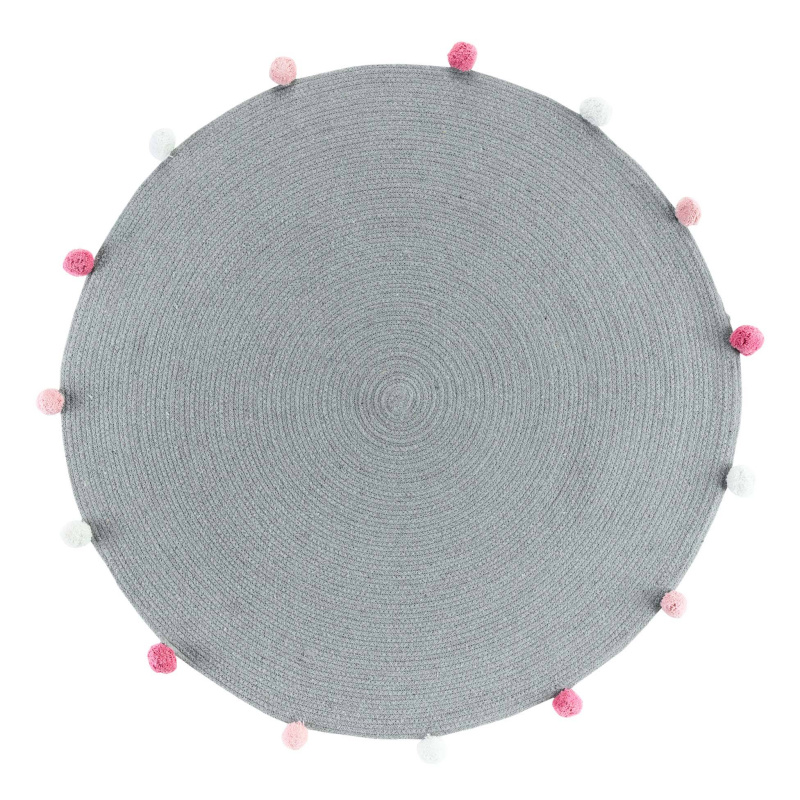 Douceur d'intérieur Kulatý koberec s bambulemi v zelené barvě POMPOMPARTY, Ø 90 cm šedá