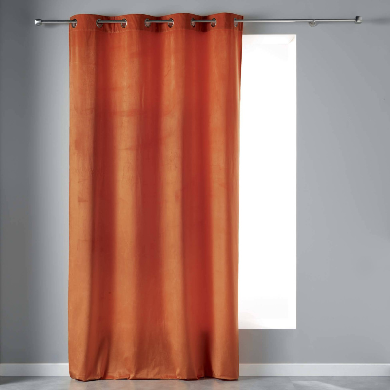 Douceur d'intérieur Závěs s očky VELVETINE, 140 x 240 cm, terakotová barva oranžová