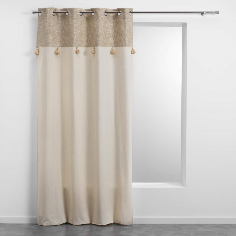 Douceur d'intérieur Závěs v boho stylu SULTANCURTAIN s třásněmi, 140 x 240 cm, béžový béžová