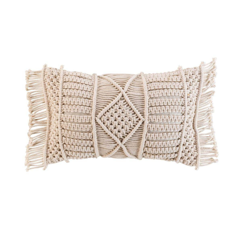 Douceur d'intérieur Dekorační polštář MACRALINA, macrame, 30 x 50 cm, béžový béžová