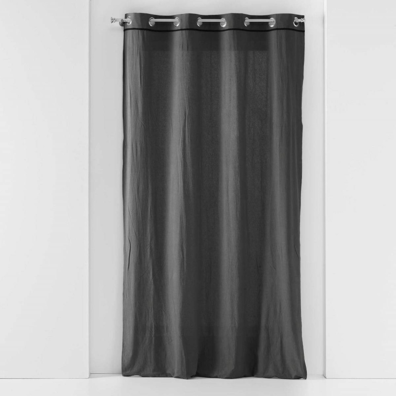 Douceur d'intérieur Závěs s kovovými kroužky LINETTE, bavlna, 135 x 240 cm, antracitový antracitová