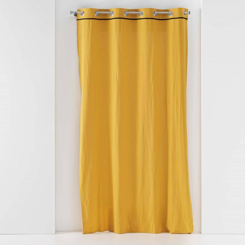 Douceur d'intérieur Závěs s kovovými kroužky LINETTE, bavlna, 135 x 240 cm, žlutý žlutá