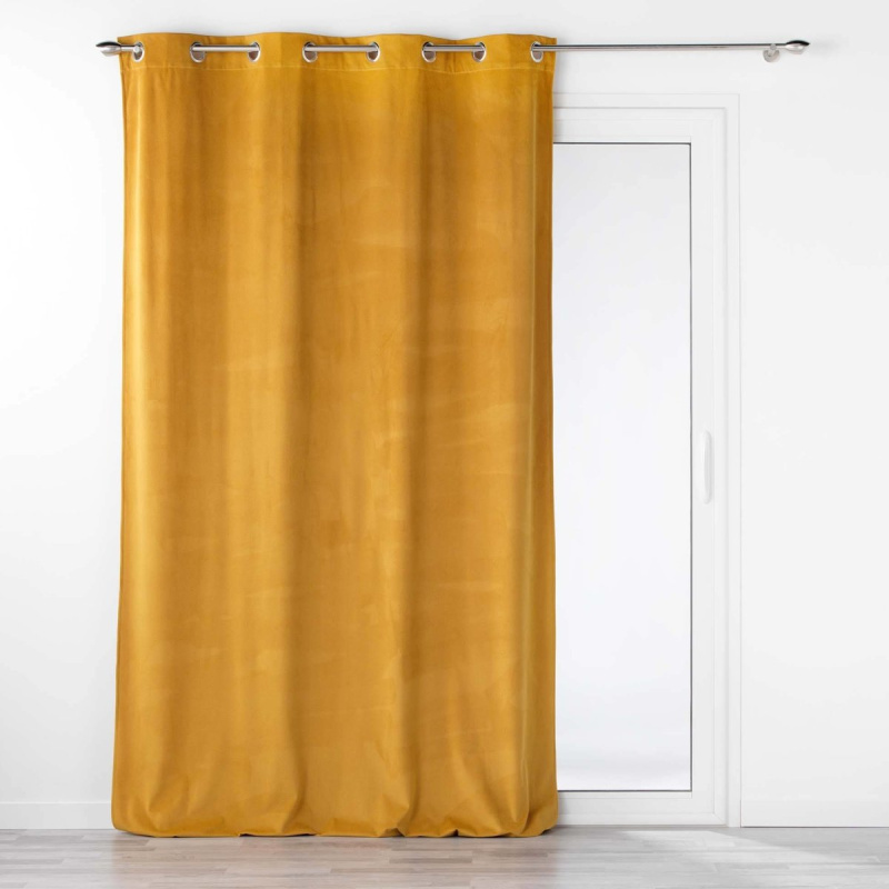 Douceur d'intérieur Dekorační sametový závěs VELOURIANE, 140 x 260 cm, žlutý žlutá