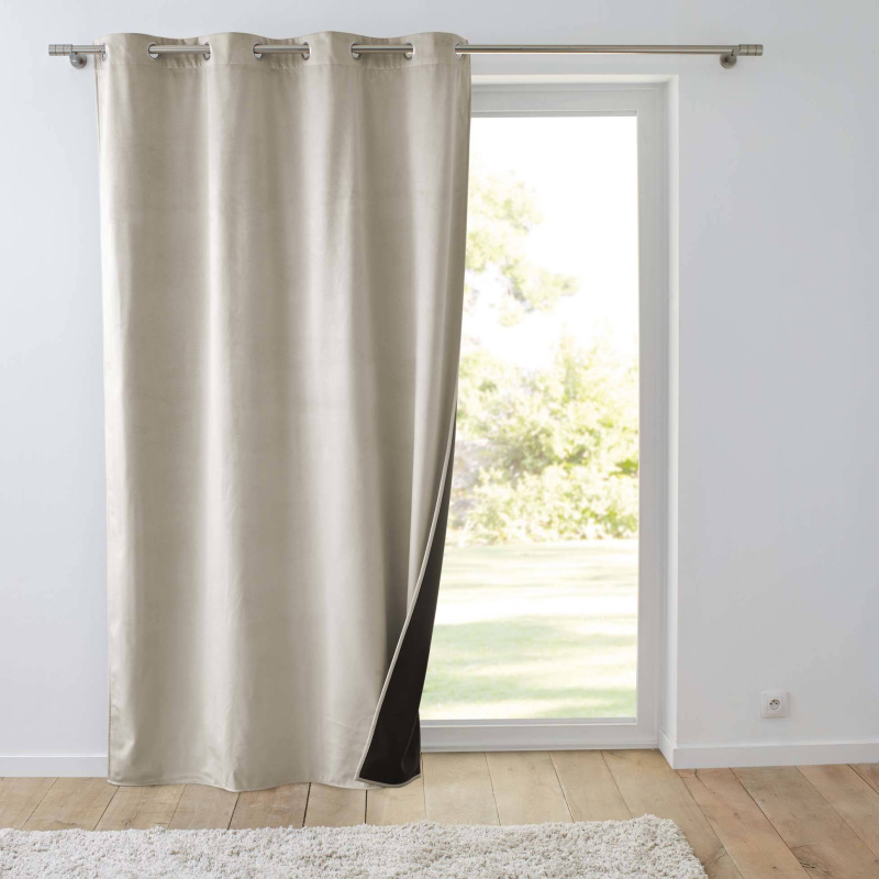 Douceur d'intérieur Termální závěs s průchodkami VELVET, vrstva dvojitého mikrovlákna, 140 x 260 cm béžová
