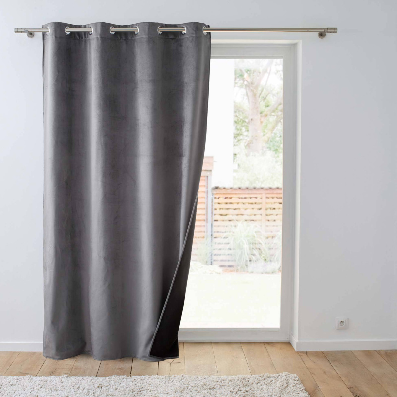 Douceur d'intérieur Závěs s kroužky VELVET, izolační, vrstva dvojitého mikrovlákna, 140 x 260 cm, antracitový antracitová
