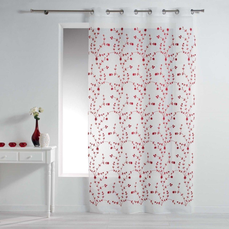 Douceur d'intérieur Závěs na očkách PETIT FLEUR, 140 x 240 cm, bílo-červený bílá