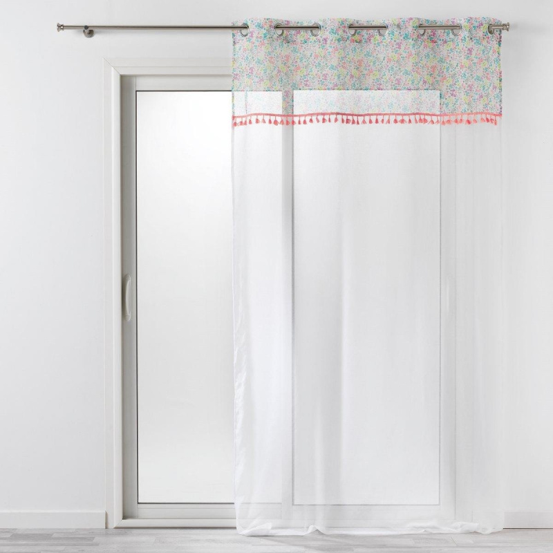 Douceur d'intérieur Závěs na očkách CAMILLA, 140 x 240 cm, bílý s výzdobou bílá