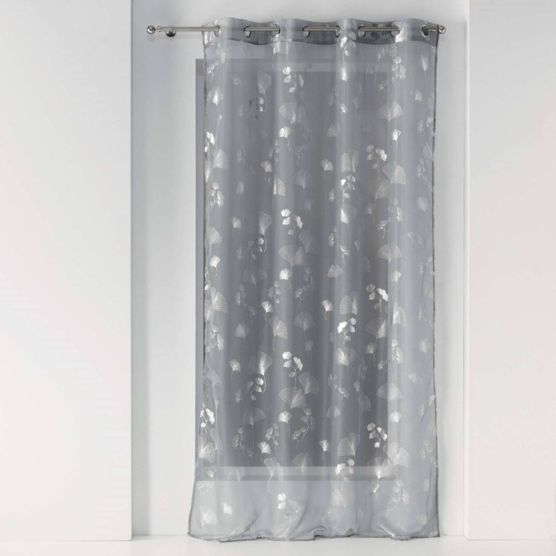 Douceur d'intérieur Lesklá záclona BLOOMY, 140 x 240 cm, šedá šedá
