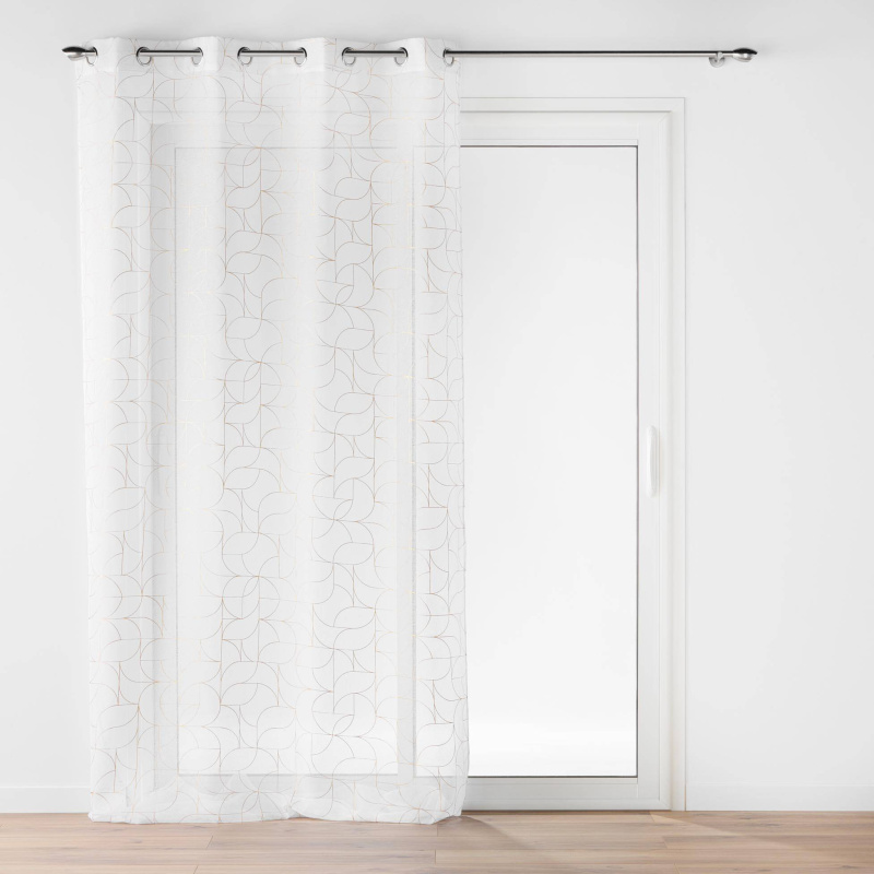 Douceur d'intérieur Záclona s kroužky se zlatým potiskem, LOUXOR, 140 x 280 cm bílý