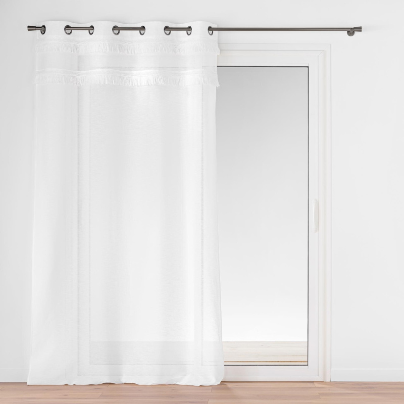 Douceur d'intérieur Okenní záclona s třásněmi, 140 x 240 cm, FRANGINA bílý