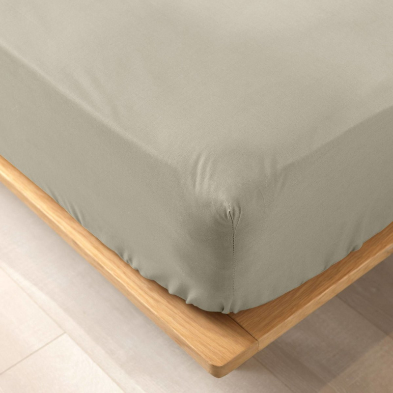 Douceur d'intérieur Prostěradlo s gumou z organické bavlny BIOLINA, 90 x 190 cm, taupe béžová