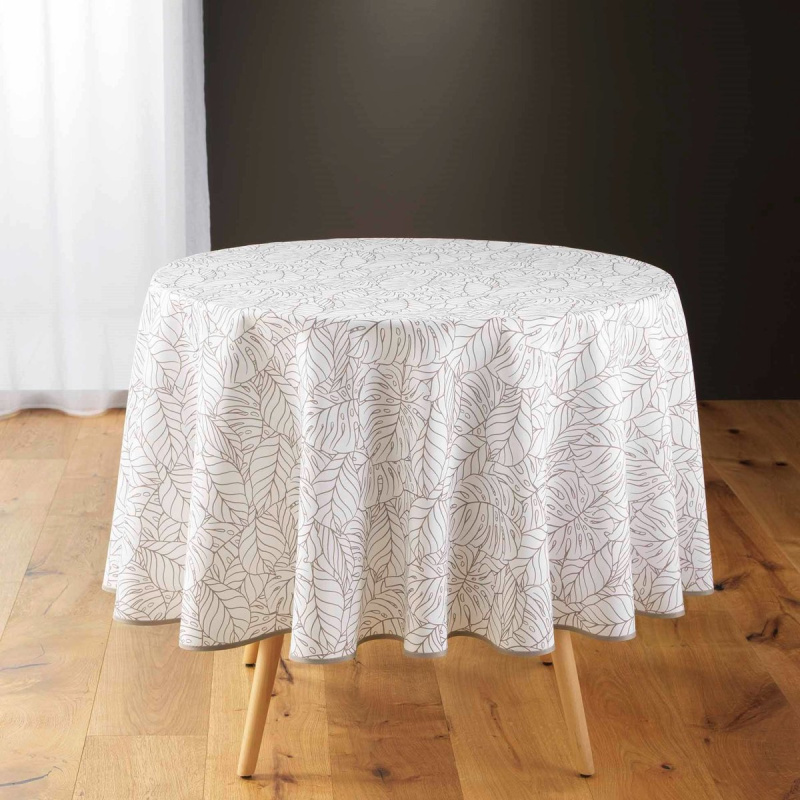 Douceur d'intérieur Kulatý ubrus s potiskem SOLEA, Ø 180 cm, bílý bílá