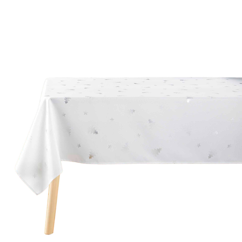 Douceur d'intérieur Vánoční ubrus SAPIN se vzorem stříbrného stromečku, bílý, 240 x 150 cm bílá