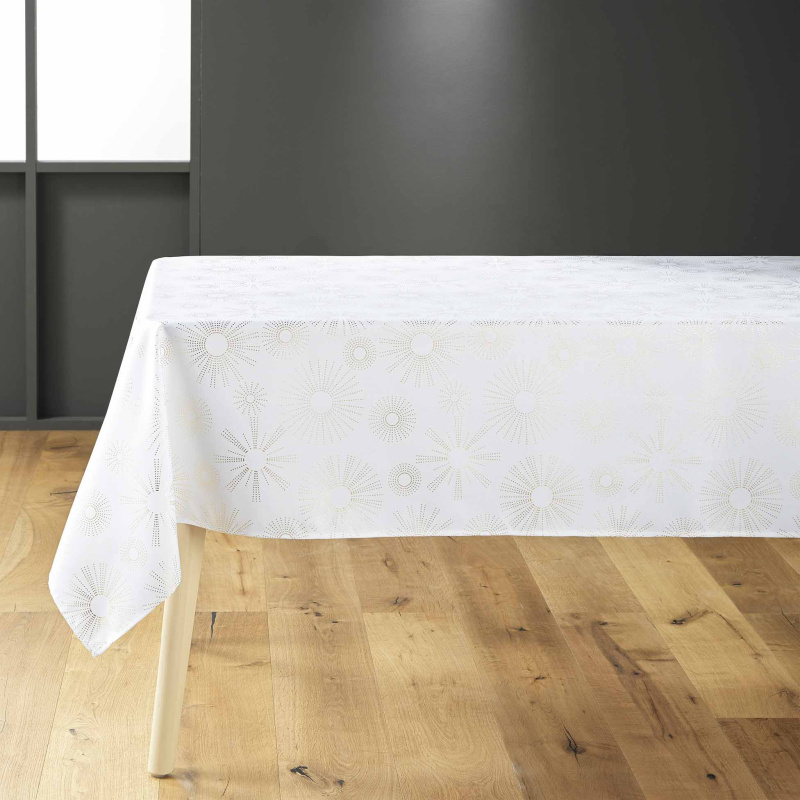 Douceur d'intérieur Bílý ubrus se zlatým zdobením, PAMPILLE, 150 x 240 cm, bílý bílý