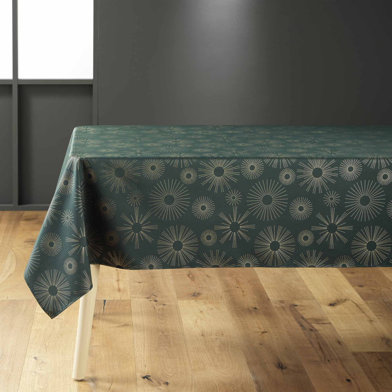 Douceur d'intérieur Zelený ubrus se zlatým vzorem, PAMPILLE, 150 x 300 cm zelená