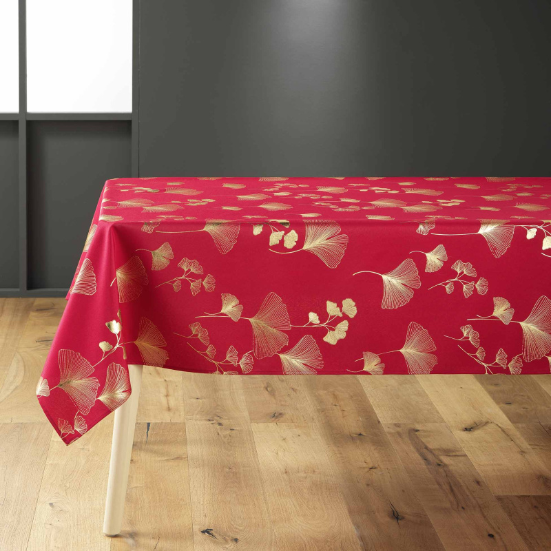Douceur d'intérieur Ubrus se zlatým jinanem, BLOOMY, 150 x 300 cm červený