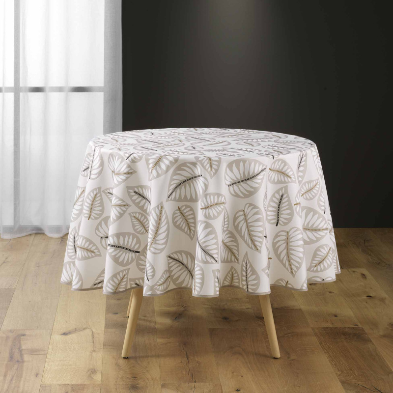 Douceur d'intérieur Kulatý polyesterový ubrus s potiskem ALMA, béžový, 180 cm béžová