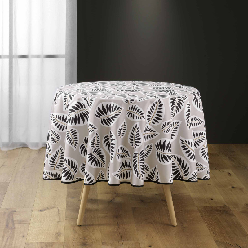 Douceur d'intérieur Kulatý polyesterový ubrus s potiskem ALMA, 180 cm béžová