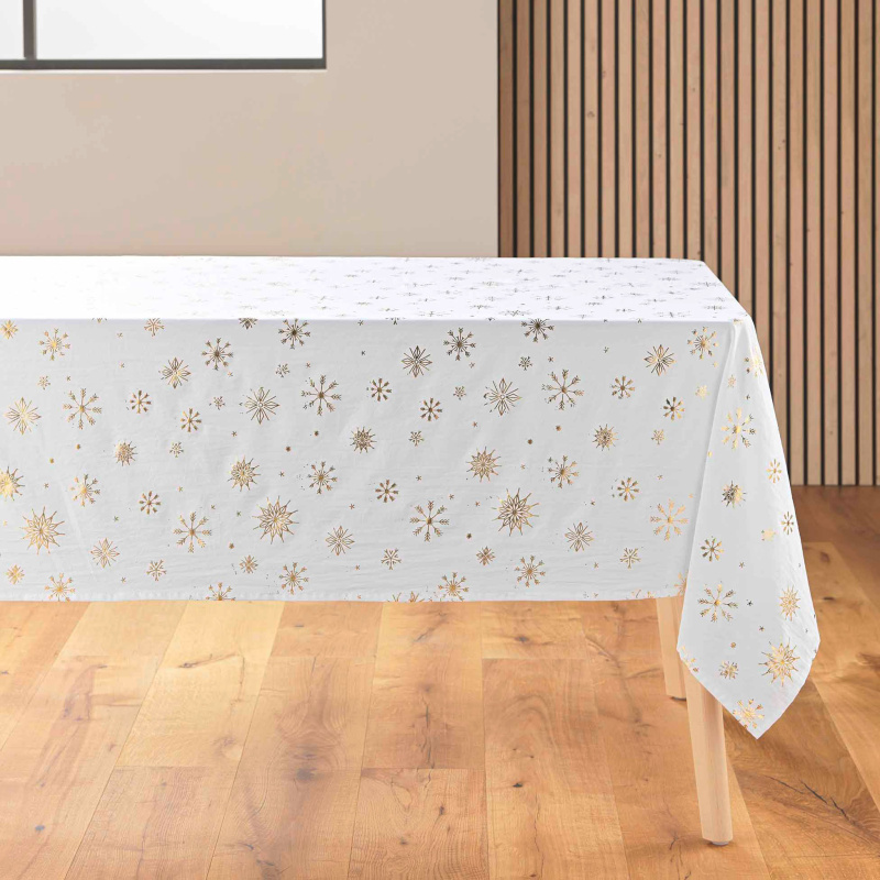 Douceur d'intérieur Obdélníkový ubrus se zlatým zdobením, 140 x 240 cm, ASTRELIA, bílý bílý