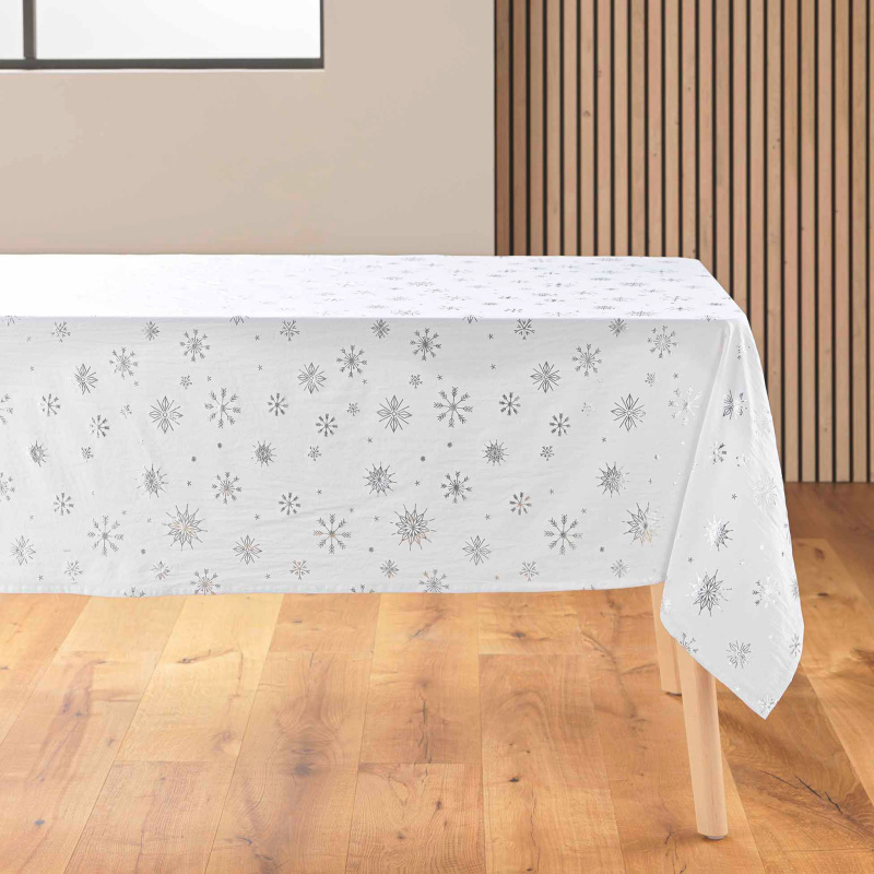 Douceur d'intérieur Obdélníkový ubrus se stříbrným zdobením, 140 x 240 cm, ASTRELIA, bílý bílý