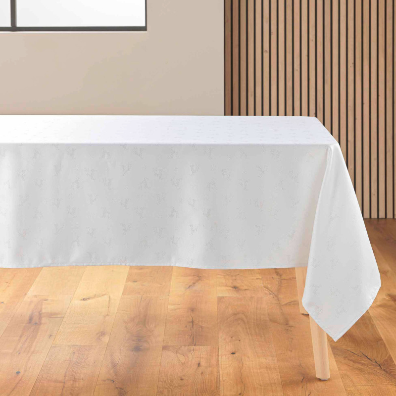Douceur d'intérieur Žakárový ubrus se stříbrným zdobením, YARN, 140 x 250 cm bílá
