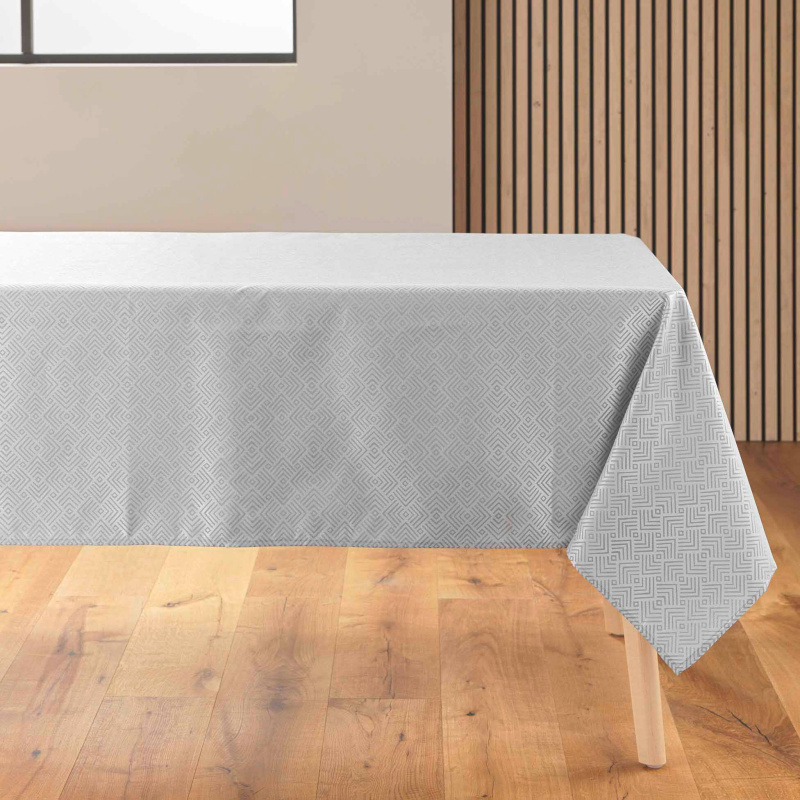 Douceur d'intérieur Žakárový ubrus s metalickým vzorem, AZULINE, 140 x 250 cm, béžový šedá