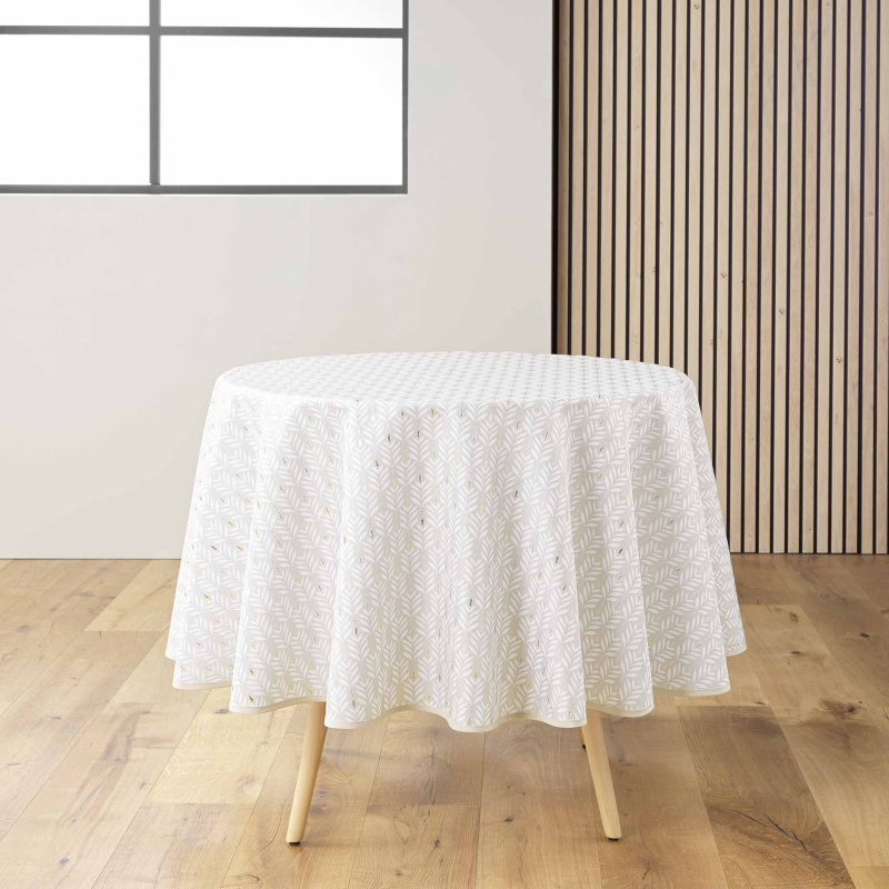 Douceur d'intérieur Kulatý ubrus s lesklým vzorem, Ø 180 cm, natural béžová