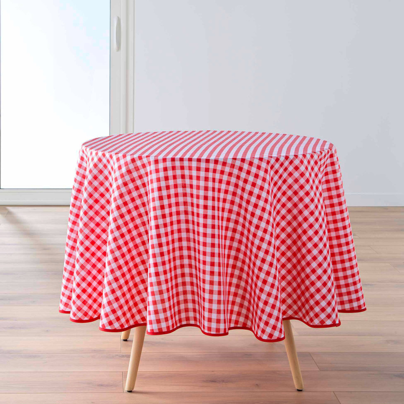 Douceur d'intérieur Kulatý ubrus VICHY, Ø 180 cm, kostkovaný, červený červená