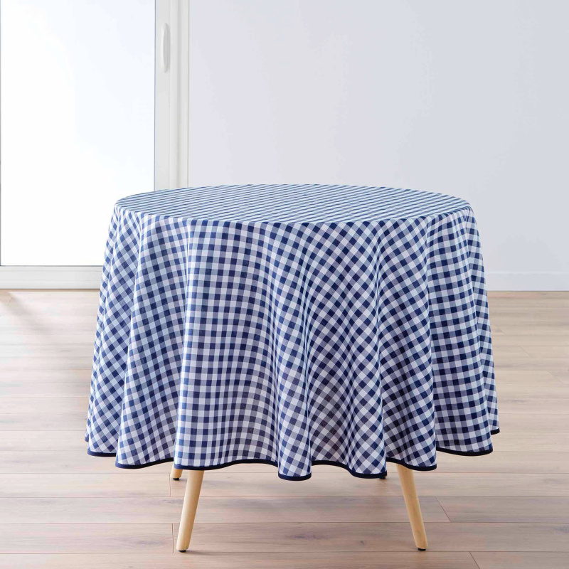 Douceur d'intérieur Kulatý ubrus VICHY, Ø 180 cm, kostkovaný, modrý modrá