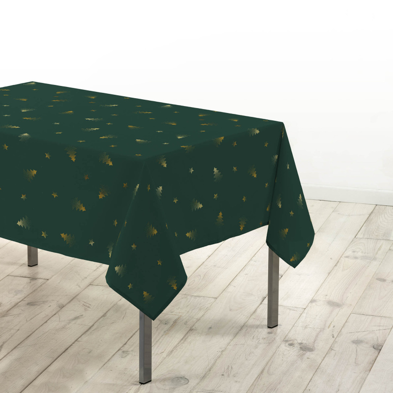 Douceur d'intérieur Ubrus odolný proti skvrnám se zlatým vzorem, SAPIN, zelený, 150 x 240 cm zelený