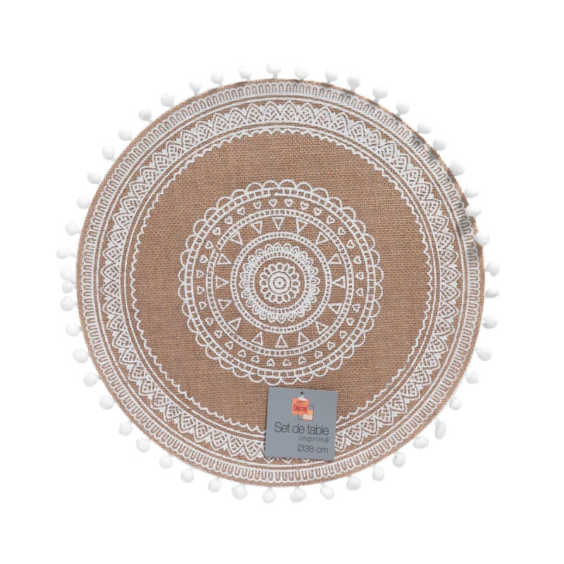 Douceur d'intérieur Prostírání na stůl RENATA, jutové, Ø 38 cm černá
