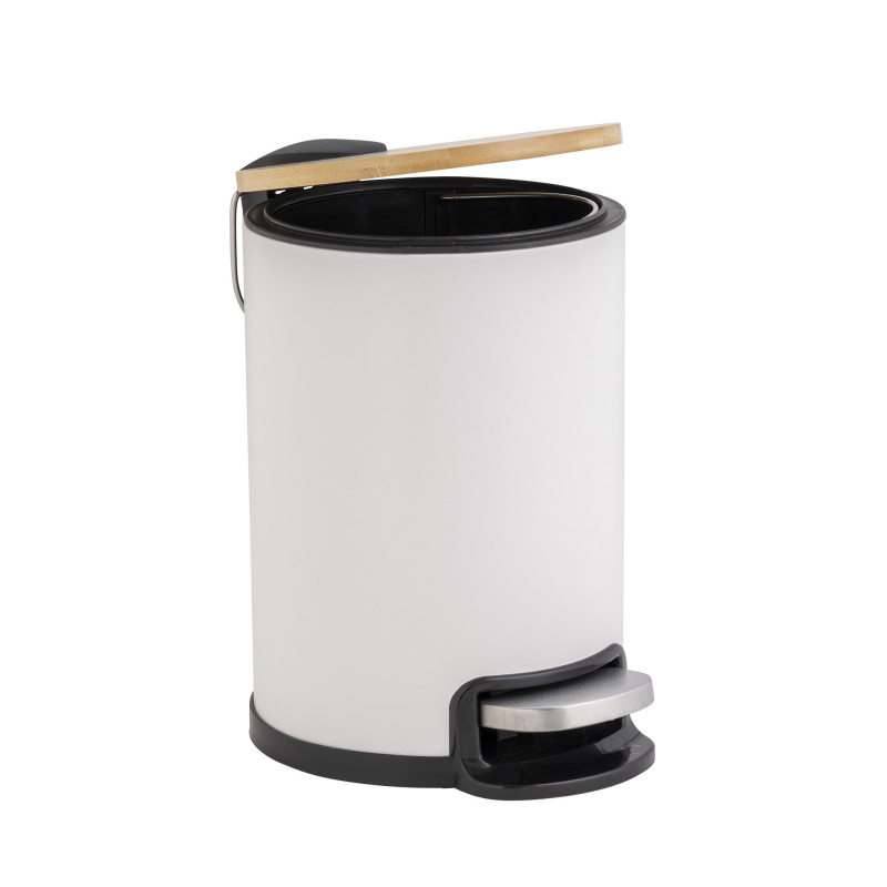 Douceur d'intérieur Odpadkový koš s tichým zavíráním, bambus, 3 l, MOBELLE, bílý bílý