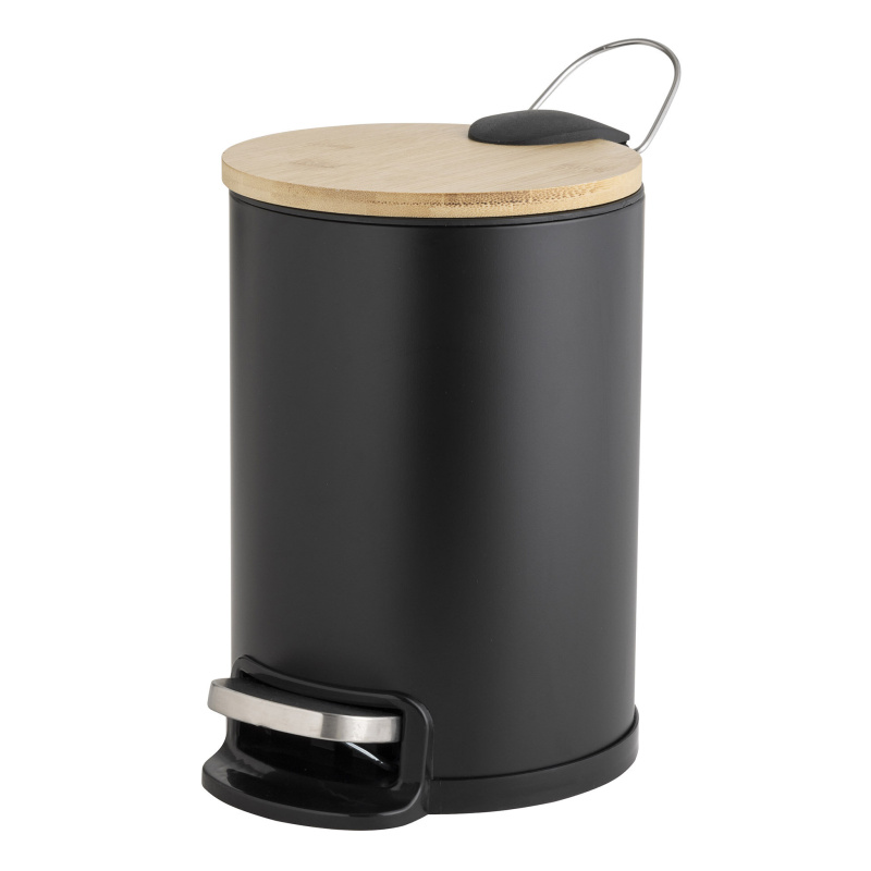 Douceur d'intérieur Odpadkový koš s tichým zavíráním, bambus, 3 l, MOBELLE, černý černá