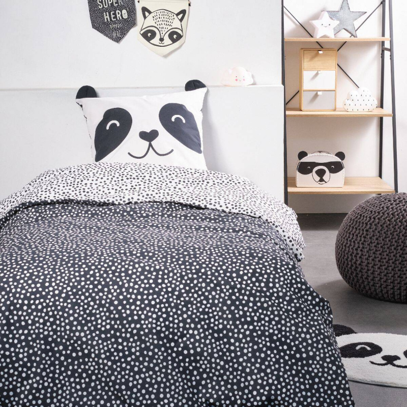 Today Dětské povlečení MAGIC JUNGLE, panda, 100% bavlna černá