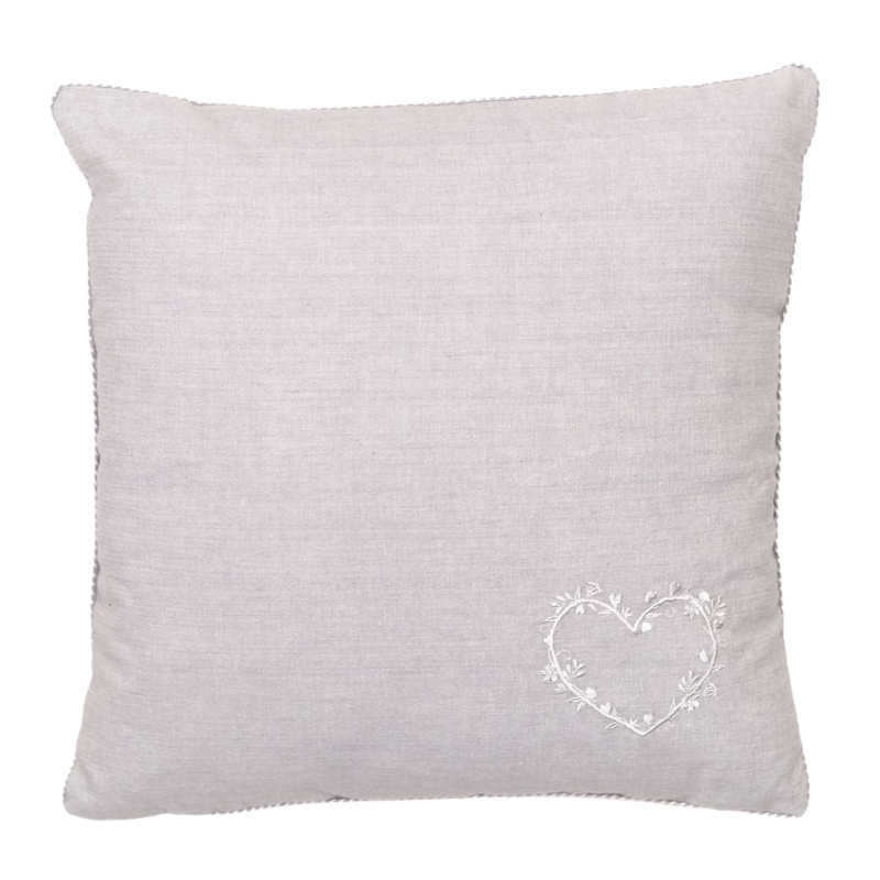 Today Dekorační polštář do obývacího pokoje CONSTANCE, vyšívané srdíčko, bavlna, 40 x 40 cm šedá 106330