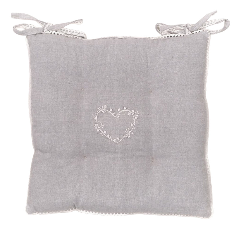 Today Prošívaný polštář na židli CONSTANCE, bavlněný, vázaný, 40 x 40 cm šedá 106331