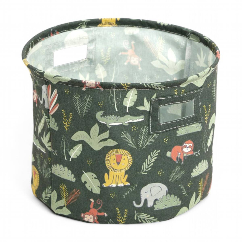 LA FACTORY Kulatý koš na hračky THE KING OF THE JUNGLE, Ø 38 cm zelená
