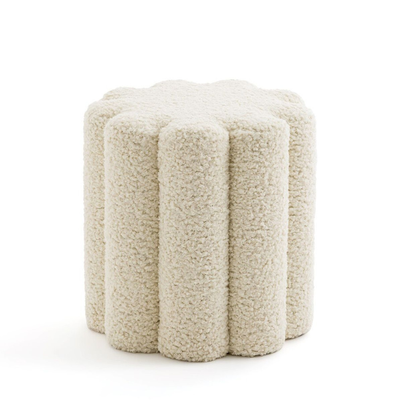 Factory Dekorativní taburet buklé, 38 x 40 cm, MOKA, bílý bílý