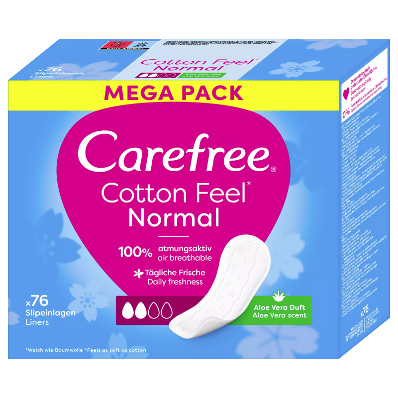 Carefree Slipové vložky s výtažkem z Aloe Vera Cotton Feel Normal 76 ks