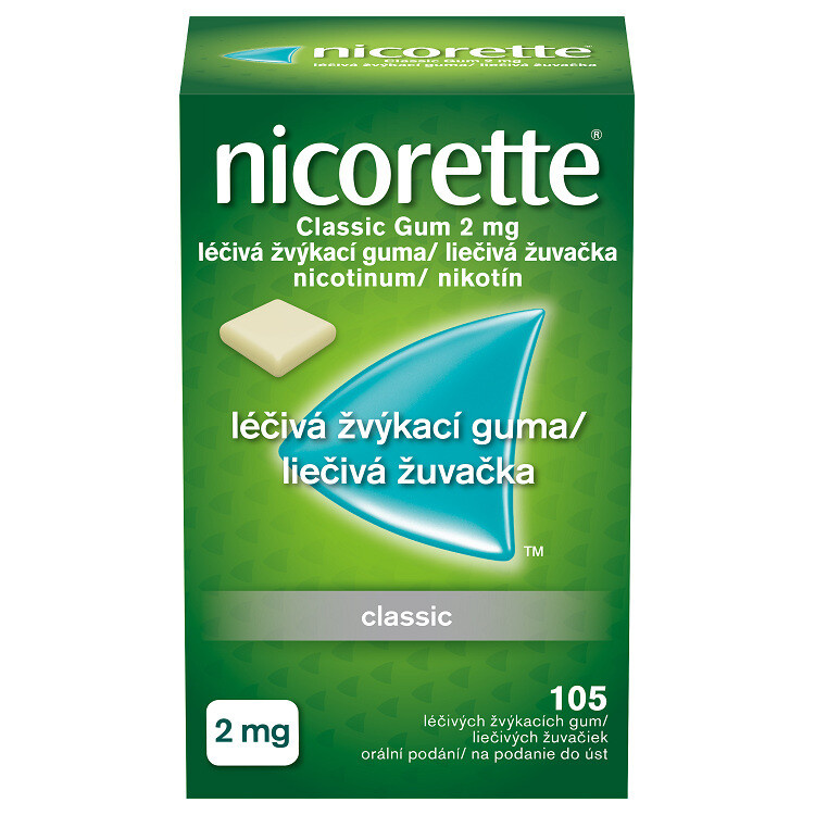 NICORETTE Classic 2 mg Léčivá žvýkací guma 105 kusů