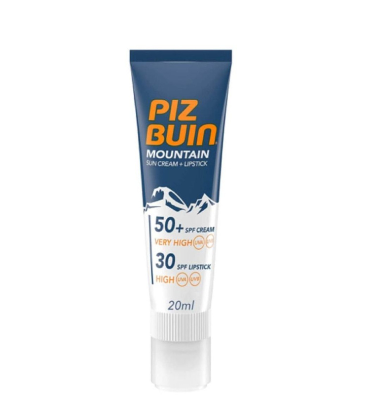 PIZ BUIN Mountain 2v1 opalovací krém a balzám na rty SPF50+ 22,3 ml
