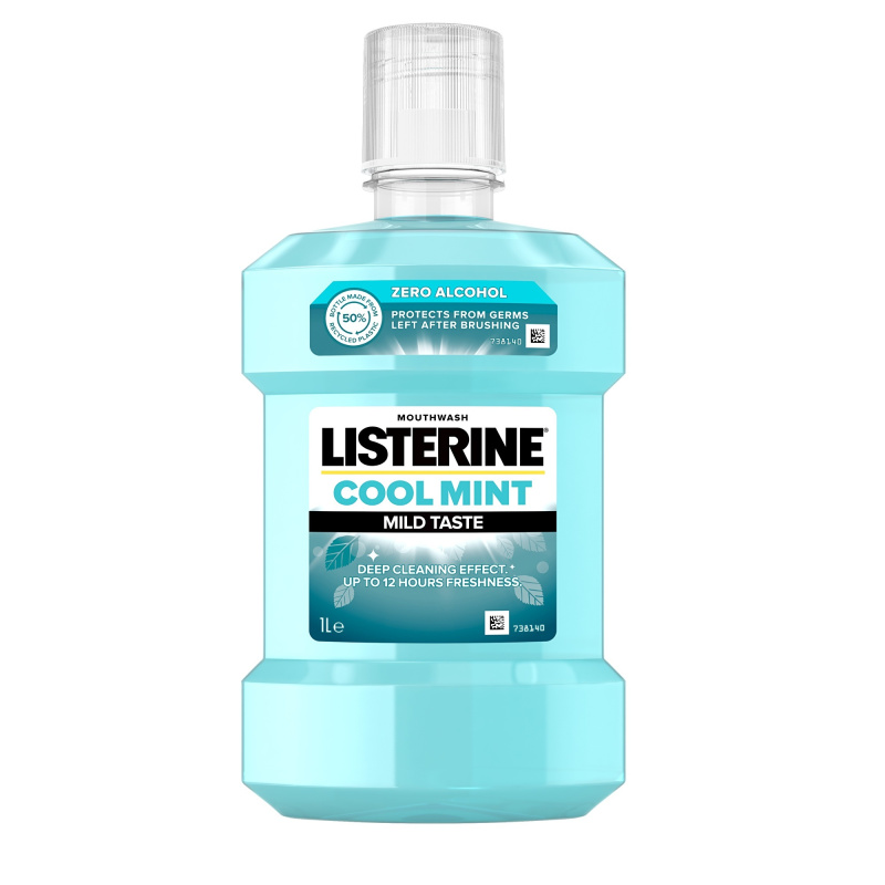 Listerine Cool Mint Mild Taste ústní voda bez alkoholu příchuť Cool Mint 1000 ml