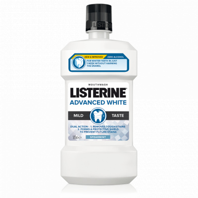 Listerine Advanced White Mild Taste ústní voda s bělicím účinkem 500 ml