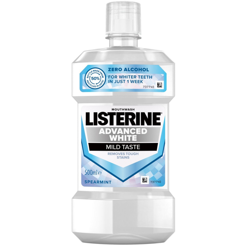 Listerine Advanced White Mild Taste ústní voda s bělicím účinkem 500 ml