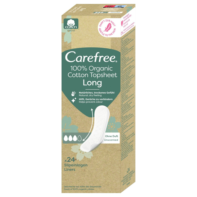 Carefree Organic Cotton Long slipové vložky 24 ks