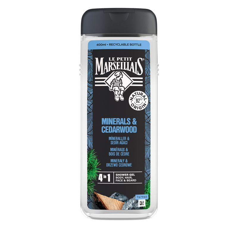 Le Petit Marseillais Minerals & Cedarwood sprchový gel 4 v 1 pro muže 400 ml
