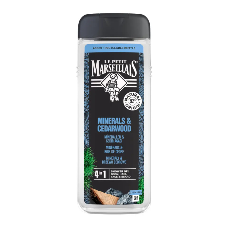 Le Petit Marseillais Minerals & Cedarwood sprchový gel 4 v 1 pro muže 400 ml