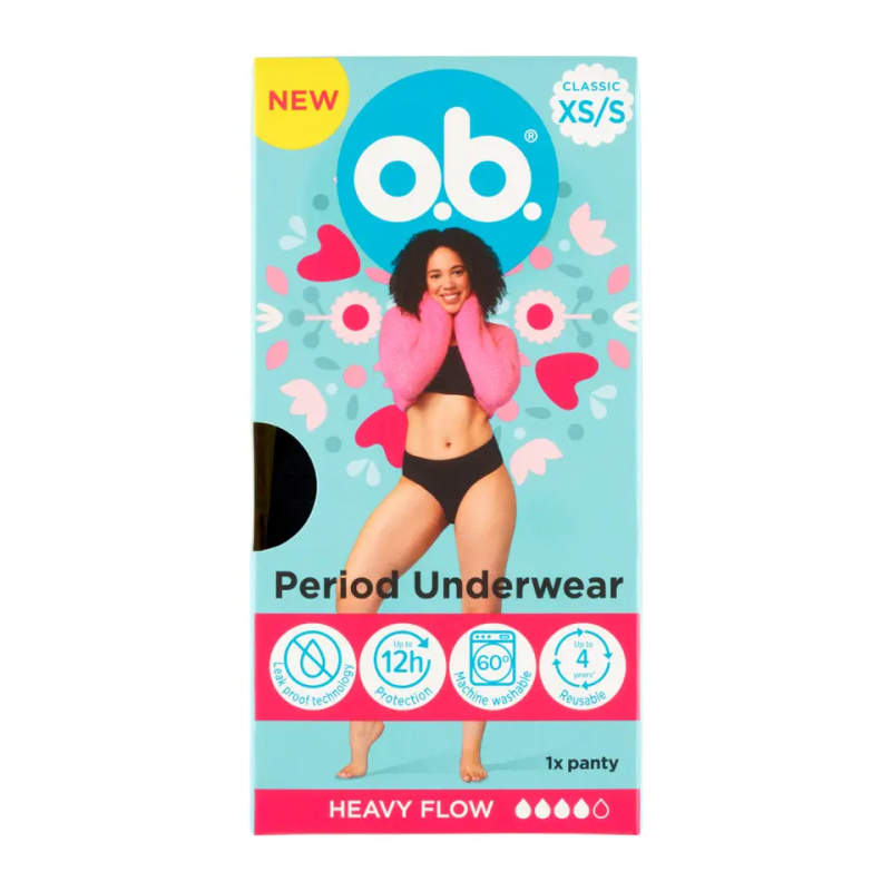 o.b. Classic menstruační kalhotky pro silnou menstruaci velikost XS/S 1 ks