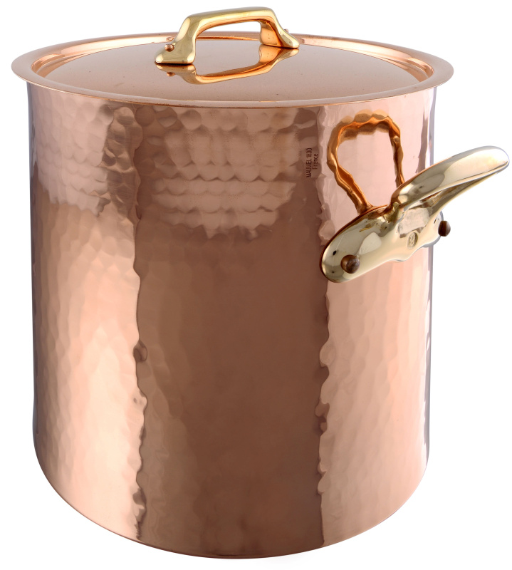 Mauviel Vysoký měděný hrnec s bronzovými uchy a poklicí M’Tradition, Ø 36 cm / 36 l 214836